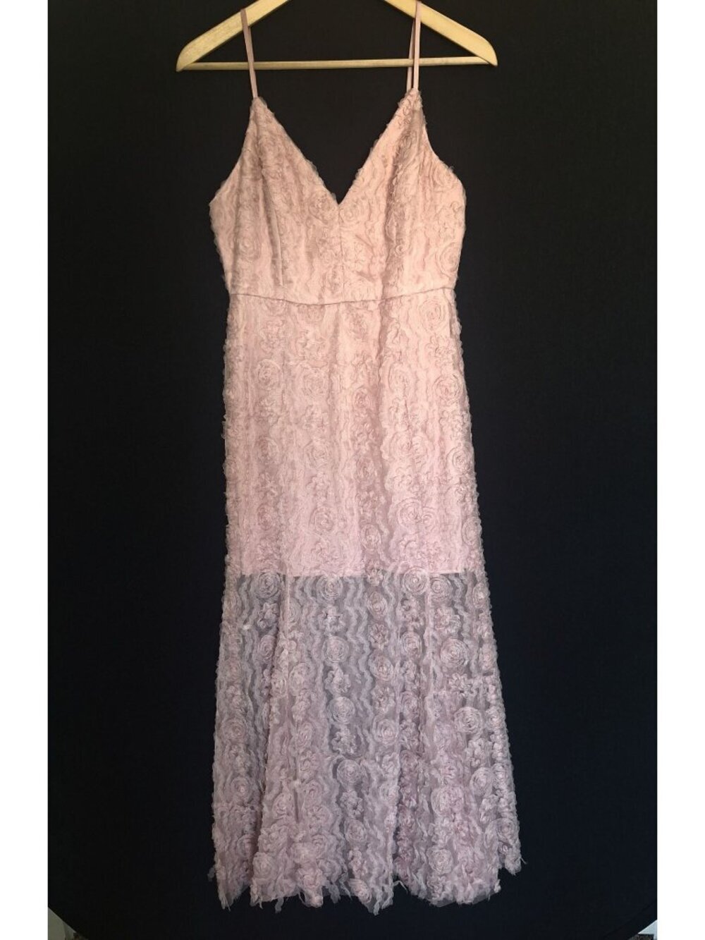 💙 The Clothing Company Pink Rosette Lace Maxi Dress Size M Romantic Fairycore F
